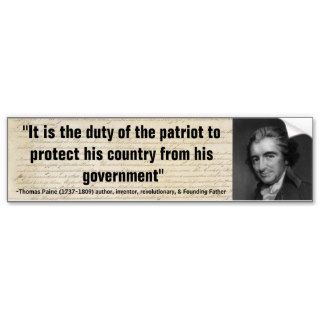 Thomas Paine DUTY OF PATRIOT 2 PROTECT HIS COUNTRY Bumper Stickers