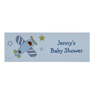 Zoom Along AIrplane Baby Shower Banner Sign Print
