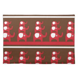 Cute Funny Red Elephants Stacked on Top of Each Ot Placemat