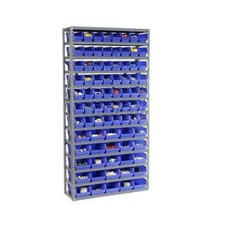 13 Shelf Steel Shelving With 108 Akro Mils Shelf Bins   Open Home Storage Bins