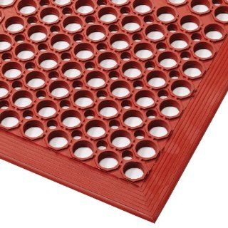 NoTrax Rubber 562 Sanitop Anti Fatigue Drainage Mat, for Wet Areas, 3' Width x 20' Length x 1/2" Thickness, Red Floor Matting