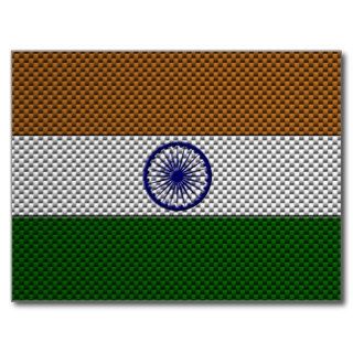 Flag of India with Carbon Fiber Effect Post Card