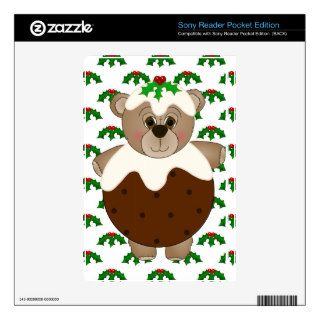 Cute Teddy Bear Dressed as a Christmas Pudding Sony Reader Decals