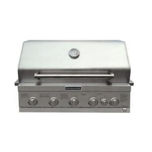 KitchenAid 4 Burner Built In Stainless Steel Propane Gas Island Grill Head with Searing Main Burner and Rotisserie Burner 740 0781