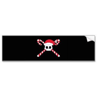 Candy Canes Skull Santa Hat Christmas Bumper Stickers