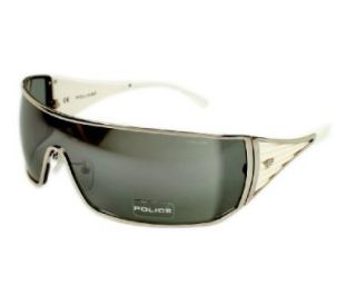 Police Sunglasses S 8648 579X Metal   Acetate plastic White   Silver Grey mirror Shoes
