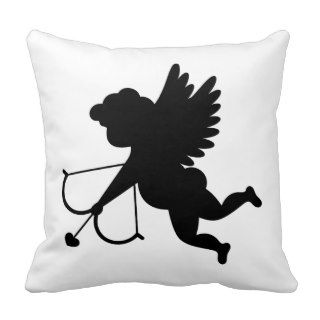 Black And White Cupid Silhouette Throw Pillows