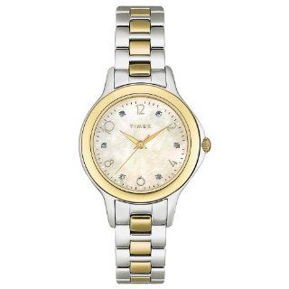 Timex Women's T2M579 Diamond Accented Two Tone Stainless Steel Bracelet Watch Watches