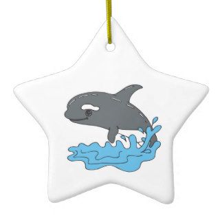 cute cartoon orca killer whale christmas tree ornament
