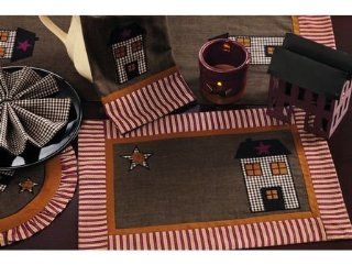 IHF Saltbox Table Runner Runners 100% Cotton 13" x 54" in Black with Wine and Cream Color  
