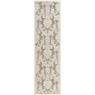 Nourison Graphic Illusions Damask Ivory Latte Rug (2'3 x 8') Nourison Runner Rugs