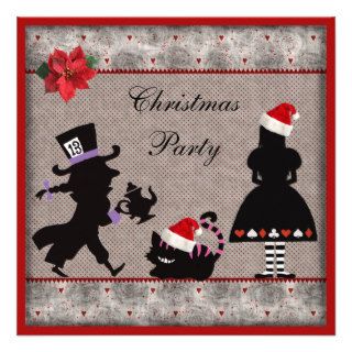 Alice, Mad Hatter & Cheshire Cat Christmas Party Custom Announcement