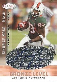 Sinorice Moss 2006 Sage Hit Autograph A36 582/650 The U at 's Sports Collectibles Store