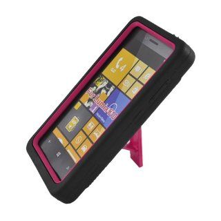 Eagle Cell PANK810SPSTHPKBK Advanced Rugged Armor Hybrid Combo Case with Kickstand for Nokia Lumia 810   Retail Packaging   Hot Pink/Black Cell Phones & Accessories