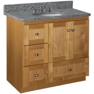 Simplicity by Strasser Shaker 36 in. W x 21 in D x 34 1/2in H Vanity Cabinet Only with Left Drawers in Natural Alder 01.317.2