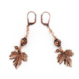 Earrings, Copper, Grape Leaf Jewelry