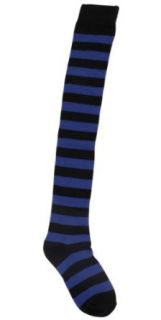 Two Colour Thick Stripe Navy Black Over the Knee Socks by MySocks Casual Socks