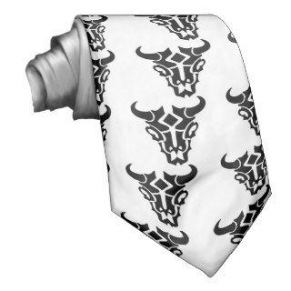 Tribal Tattoo Cow Skull Neckties