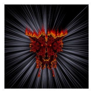 Red Halloween Fractal Fire Demon Stream Burst V1 Poster