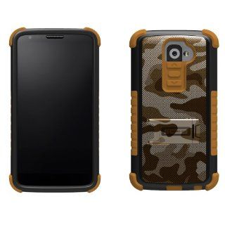Beyond Cell Tri shield Durable Hybrid Hard Shell & TPU Gel Case for Lg G2 2013 (At&t, Verizon)   Design Desert Storm Camouflage   Retail Packaging   Black/brown Cell Phones & Accessories