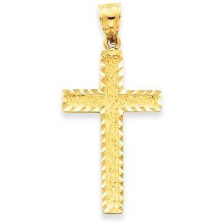 14k Gold Diamond cut Cross Pendant Jewelry