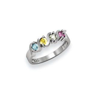 14k White Gold Polished 4 Stone Mothers Ring Mounting Four Stone Mother Ring Jewelry