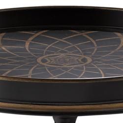 Hand Painted Black Finish Round Wooden Accent Table Coffee, Sofa & End Tables