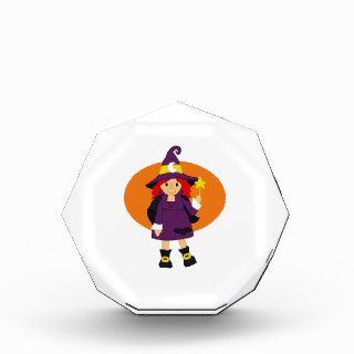 Purple witch cartoon orange behind acrylic award