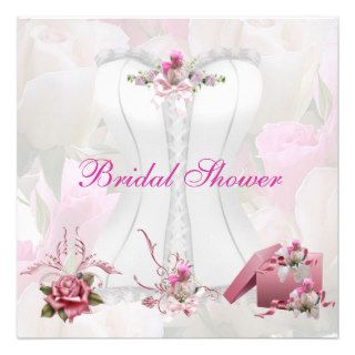 Bridal Shower White Pink Corset Floral Custom Invitations