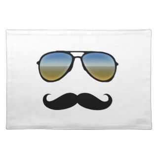 Funny Retro Sunglasses with Mustache Placemats