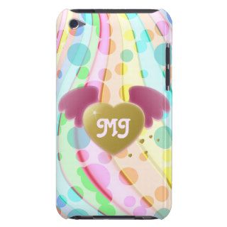 Cute Girly Pastel Circles Waves Winged Heart Angel Barely There iPod Cover