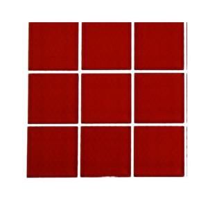 Splashback Tile Contempo Lipstick Red Polished Glass Tile Sample L6B12 GLASS TILE