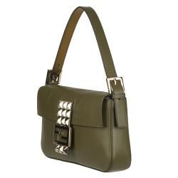 Fendi 'Borsa' Green Leather Shoulder Bag Fendi Designer Handbags