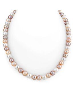 8 9mm Round Freshwater Multicolor Cultured Pearl Necklace, 51 Inch Rope Length   AAA Quality Jewelry