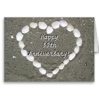 Happy 30th Anniversary Seashell heart card