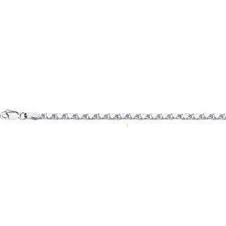 14K 08" White Gold 2.9mm Polish Diamond Cut Heart Chain With Lobster Clasp Jewelry