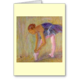 Dancer Tying Her Ballet Shoes, Card