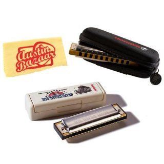 Hohner 590 Big River Harp MS Diatonic Harmonica Bundle with Harmonica Pouch and Polishing Cloth   Key of C Musical Instruments