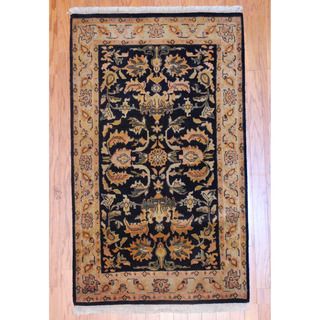 ndo Hand Knotted Mahal Black/Beige Wool Area Rug (3' x 5') 3x5   4x6 Rugs
