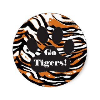 Tiger Print and Paw School Spirit Stickers