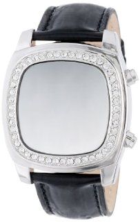 TKO ORLOGI Women's TK573 SBK Silver Crystalized Mirror Digital Black Leather Strap Watch at  Women's Watch store.