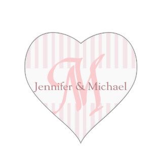 Wedding Hearts Bride And Groom Monogram Letter M 2 Heart Sticker