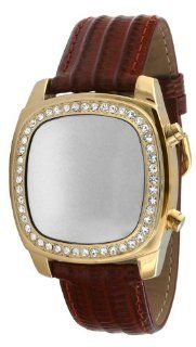 TKO ORLOGI Women's TK573 GBR Gold Crystalized Mirror Digital Brown Leather Strap Watch Watches