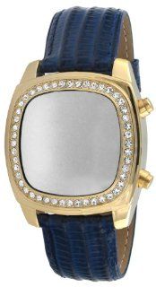 TKO ORLOGI Women's TK573 GBL Gold Crystalized Mirror Digital Blue Leather Strap Watch Watches