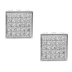 Silvertone Pave set Cubic Zirconia Square Stud Earrings Journee Collection Cubic Zirconia Earrings