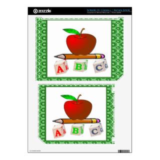 Personalize Teachers' ABC, Apple and Pencils Nintendo Wii Skin