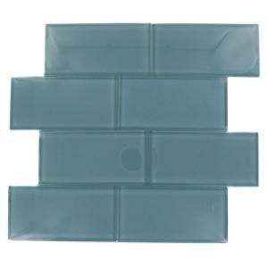 Splashback Tile Contempo Turquoise Polished 3 in. x 6 in.x 8 mm Glass Subway Floor and Wall Tile (1 sq. ft./case) CONTEMPO TURQUOISE POLISHED 3 X 6
