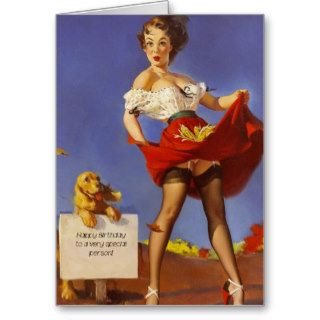 Happy Birthday Pinup Gal and Dog Cards