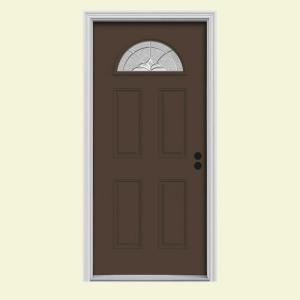 JELD WEN Langford Fan Lite Painted Steel Entry Door with Brickmould THDJW184500099