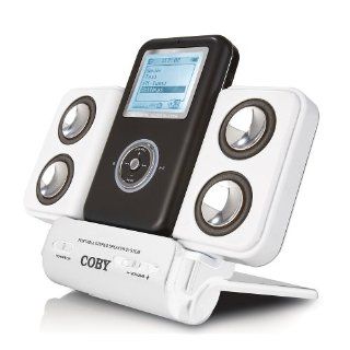 Coby Compact Folding Portable Stereo Speaker System for iPod and  Players (White) (Discontinued by Manufacturer)  Players & Accessories